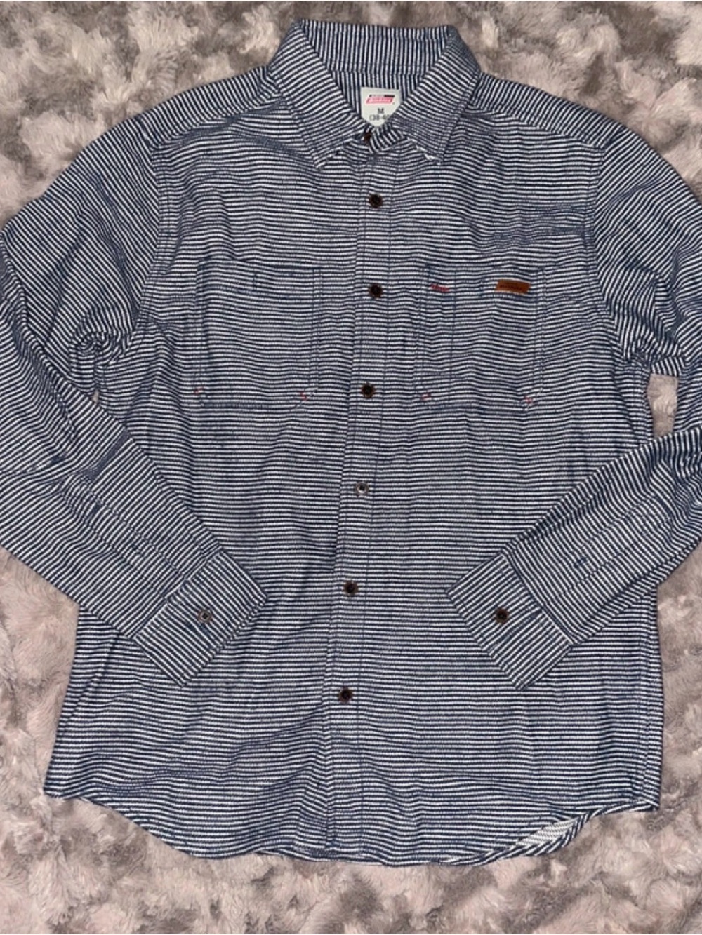Dickies Men's Navy Stripe Button-Up Shirt